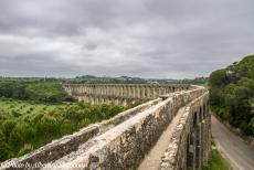 Portugal - Classic Car Road Trip Portugal: The Pegões Aqueduct seen from the inspection building of the aqueduct. The Pegões Aqueduct...