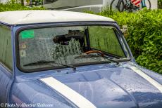 Portugal - Classic Car Road Trip Portugal: Between Lisbon and Evora, during a heavy rain shower, the windscreen of the Mini was hit by a stone and...