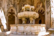 Portugal, IMM Praia de Mira - Classic Car Road Trip Portugal: The imposing sculpted lavabo of the Monastery of Batalha dates from 1450. This&nbsp;Gothic fountain features a...