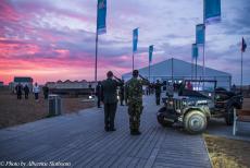 75th anniversary of D-Day - Classic Car Road Trip Normandy, the 75th anniversary of D-Day: Our own Ford Jeep on display in front of the tent, where the...