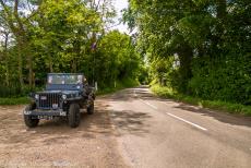 Normandy, 75 years after D-Day - Memorial tour through Normandy, 75 years after D-Day: A 1942 Ford GPW Jeep driving along the holloways, or sunken lanes, in Normandy. During the... Normandy, 75 years after D-Day - Memorial tour through Normandy, 75 years after D-Day: A 1942 Ford GPW Jeep driving along the holloways, or sunken lanes, in Normandy. During the...