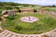 Normandy, 75 years after D-Day - Memorial tour in a Ford Jeep through Normandy, 75 years after D-Day: The remains of an open concrete gun pit at Pointe du Hoc. This German... Normandy, 75 years after D-Day - Memorial tour in a Ford Jeep through Normandy, 75 years after D-Day: The remains of an open concrete gun pit at Pointe du Hoc. This German...