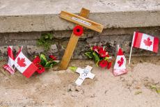 Normandy, 75 years after D-Day - Memorial tour through Normandy, the 75th anniversary of D-Day: A small Remembrance Poppy Cross placed in front of Canada... Normandy, 75 years after D-Day - Memorial tour through Normandy, the 75th anniversary of D-Day: A small Remembrance Poppy Cross placed in front of Canada...