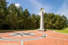 Lithuania 2015 - Classic Car Road Trip Lithuania: The Geographical Centre of Europe near the small village of Purnuškės in Lithuania. A granite...