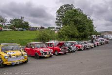 Germany, IMM Geiselwind - IMM Geiselwind, Germany: A row of Classic Minis at the entrance to the campsite. The Classic Mini was designed by Alec Issigonis, a Greek-British...