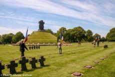 Normandy 2009 - Classic Car Road Trip Normandy: La Cambe German Military Cemetery near Bayeux. There are 21.222 burials at La Cambe. The burial mound marks...